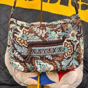 Vera Bradley Brown and Blue Floral Shoulder Bag
